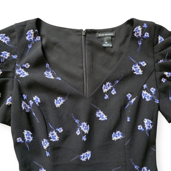 Club Monaco Lenoria Mini Dress, Black Floral, Women's Size 00 - Picture 2 of 9